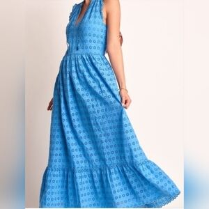 Hatley Blue Eyelet Maxi Dress Small
